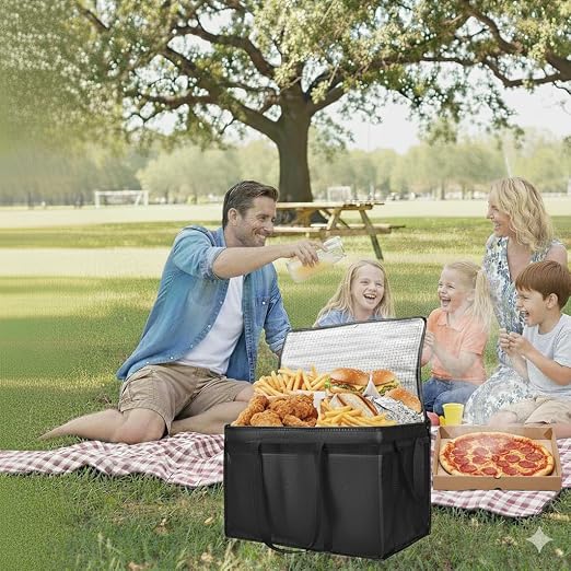 Insulated Food Delivery Bag, XXXL Insulated Reusable Grocery Cooler/Hot Bags, Tote Bag for Shopping/Travel/Doordash, Catering Bag Doordash 22x14x13, Black, 1-Pack | XXXL Cooler/Hot Bags, Insulated Tote Bag for Pizza Delivery/Shopping/Travel/Drivers/Pic...