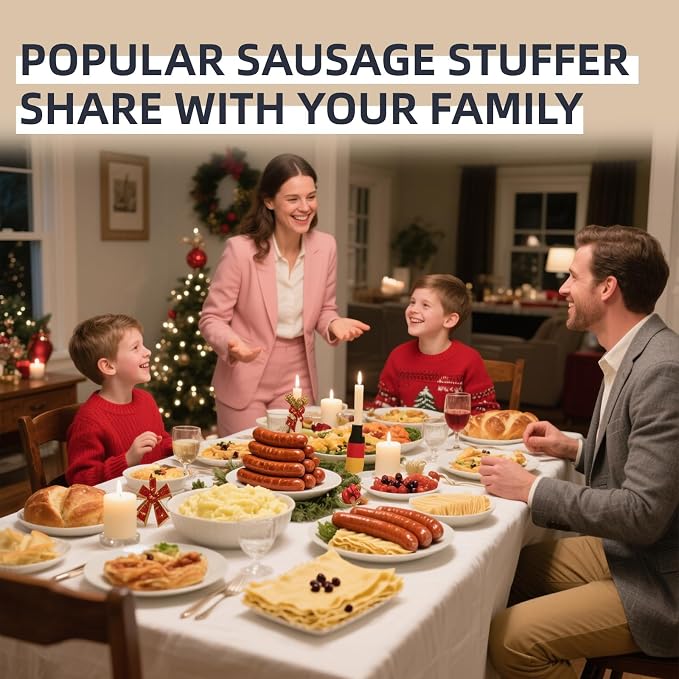 Electric Sausage Stuffer Machine, Automatic Meat Stuffer with 3 Stuffing Tubes and 1 Meatball Tube (Grey）