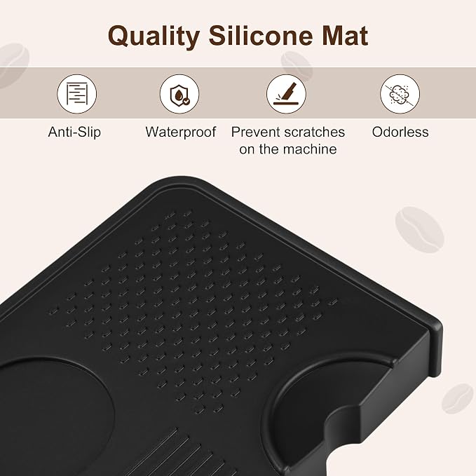 VOCOSTE Espresso Tamping Mat, Non-Slip, Protect Countertop, Black | Large Surface for Consistent Tamping, Silicone Protects Counters From Dents, Stays Put During Use, Tamper Mat for Barista