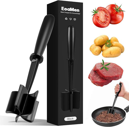 5 Curved Blades Meat Chopper for Ground Beef Hamburger Turkey | Heat-Resistant Ground Beef Masher, Mix and Chop Meat Chopper, Non-Slip and Ergonomic Meat Masher