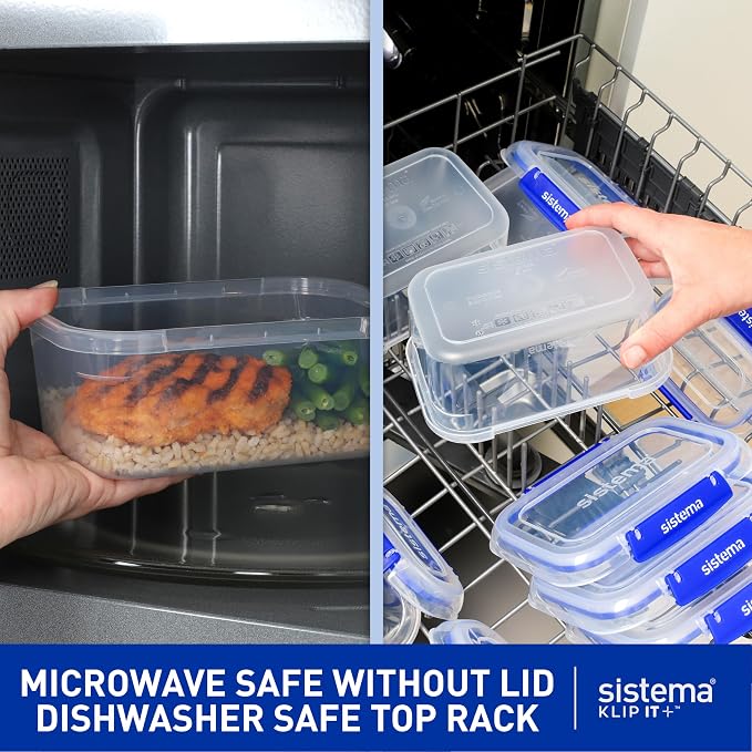 Sistema KLIP IT Large 7L Food Storage Container, Airtight & Stackable, Dishwasher, Freezer, & Microwave-Safe, BPA-Free