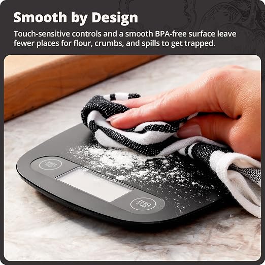 Greater Goods Food Scale – Digital Kitchen Scale, 1g Precision, Easy-Tare & Quick Conversion, Slim Compact Design, Durable & Portable | Ideal for Cooking, Baking & Meal Prep (Matte Black)
