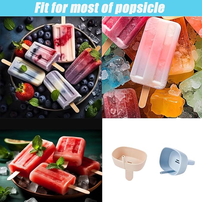 TuTuYa 4 Pack Drip Free Popsicle Holder, Reusable Silicone Ice Pop Stick Holder with Straw & 2 Slots Fit Standard and Wide size, Burr-Free Safety Healthy Mess Free Frozen Treats Holder for Kids