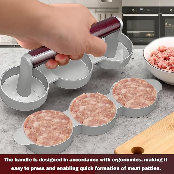 Sausage Patty Press,Mini Burger Press (Three 2.64-Inch Molds) | Slider Burger Press to Make 3 Patties at A Time, Press Patty Maker for Mini Hamburger, Barbecue, Picnic, Camping, Etc