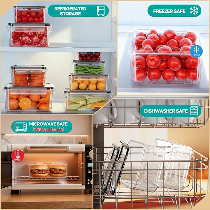 40 Pcs Food Storage Containers with Lids Airtight (20 Lids & 20 Containers)- Reusable Plastic Leakproof Meal-Prep Container for Kitchen Storage Organization Microwave/Dishwasher Safe with Labels & Pen