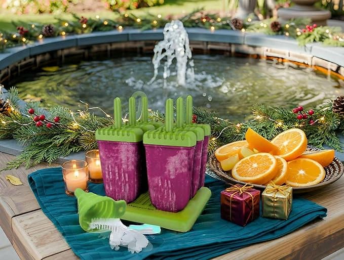Popsicles Molds with Sticks 6 Individual Pieces BPA Free Popsicle Holders for Kids Reusable Plastic Ice Pop Mold with Silicone Funnel and Cleaning Brush by Mamasicles