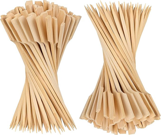 4.7 Inch Bamboo Skewers, 300 PCS Bamboo Paddle Wood Picks, Toothpicks for Appetizers, Cocktail Picks for Drinks, Food Picks, BBQ, Sandwich, Barbecue Snacks.