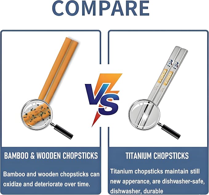 Titanium-plated stainless steel chopsticks with Training Helpers - Premium Reusable Non-Slip & Lightweight Metal Chopsticks Set, Dishwasher Safe, Furniture Kitchen Premium Gift Set (Silver）