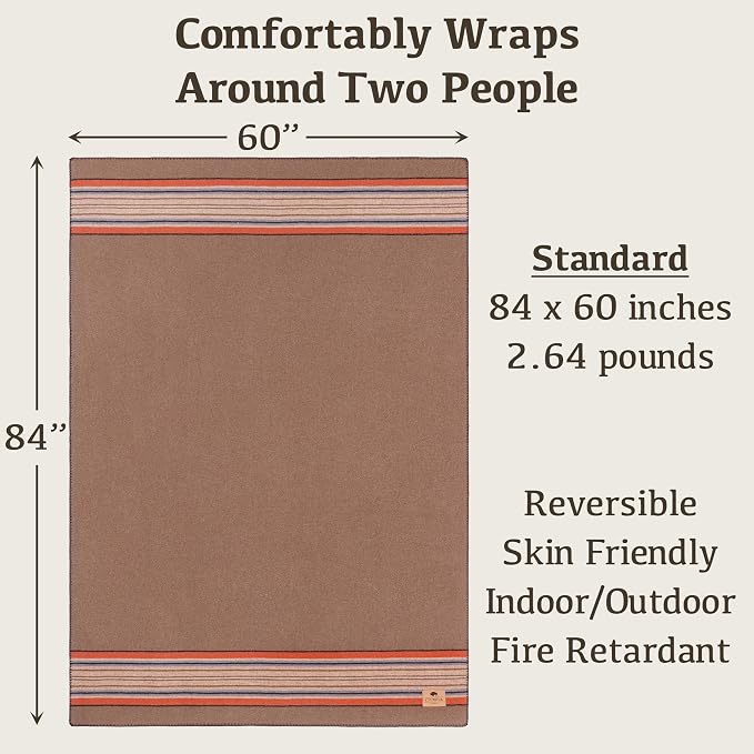 Chubbuck 100% Wool Blanket Camping (60" x 84") - Large Warm Blankets for Camping, Emergency, Outdoor Concerts and Home Use - Fire Retardant Blanket, Soft and Warm Blankets for Winter (Forest)