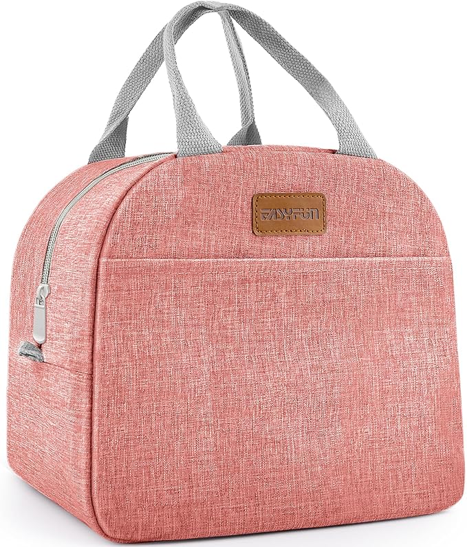 Lunch Bag for Women & Men Adult Insulated Lunch Box, Small Leakproof Cooler Food Lunch Containers Reusable High Capacity Lunch Tote Bags for Work, Travel, Outdoor - Rose Red