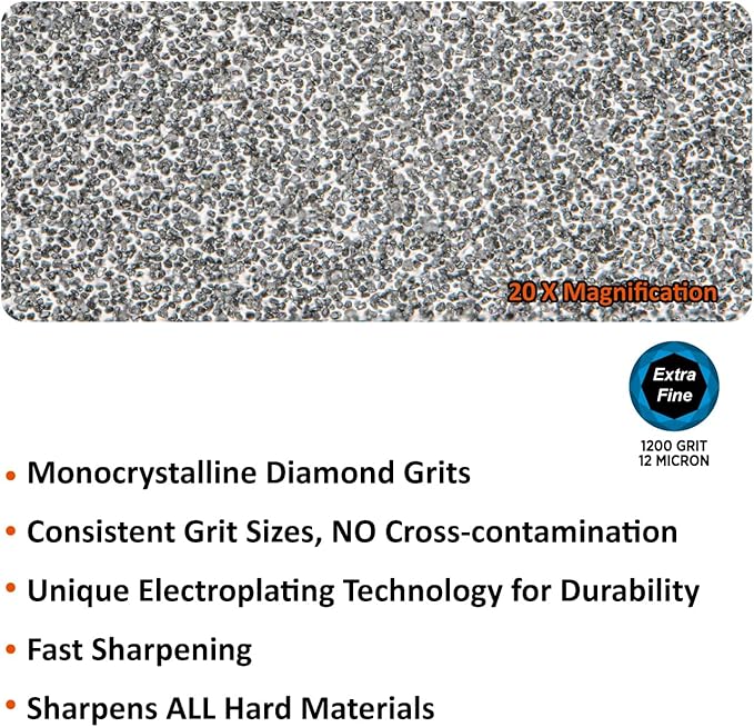 (a brand of SHARPAL) 110R 17.5-Inch/Rod L. 12-Inch Diamond Sharpening Steel Rod, Extra Fine 1200 Grit Sharpening Rod with Built-In Angle Guides, Kitchen Knife Sharpener Honing to Razor-Sharp