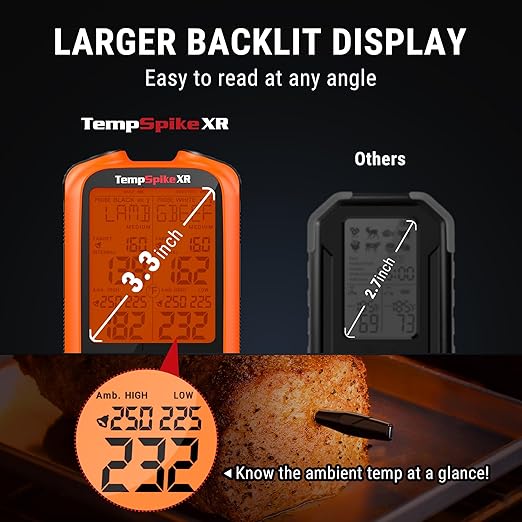 ThermoPro TempSpike 2000FT Wireless Meat Thermometer Digital with 2 Ultra-Thin Meat Probe, Grill Thermometer Wireless for Rotisserie, Smoker, BBQ, Grill, Turket, Kitchen Cooking Thermometer