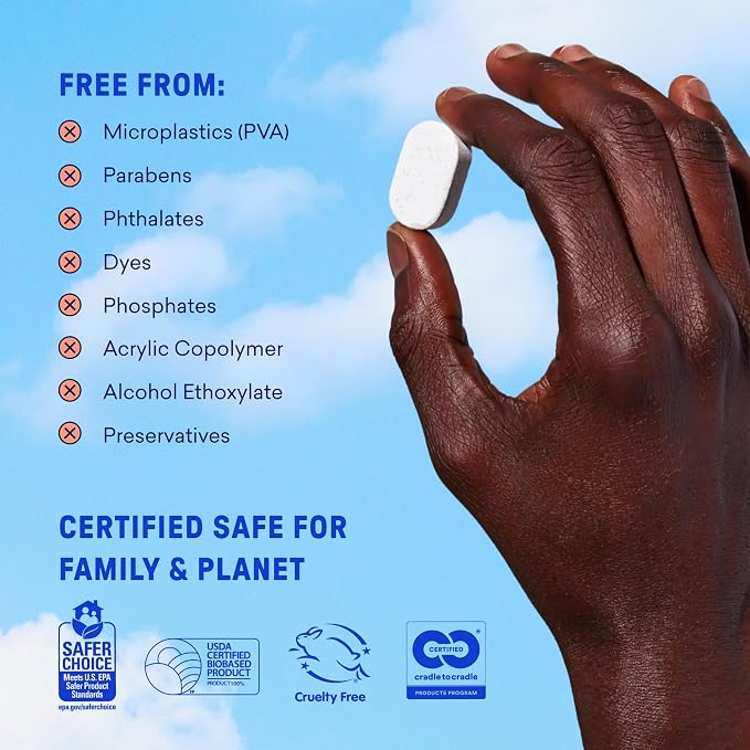 BLUELAND 100% Plastic-Free Dishwasher Detergent Tablets, 120 Count, Lemon Zest Scent, Eco Friendly Dishwashing Pods, Cuts Grease & Stuck on Food, Rinses Clean for Streak-Free Shine