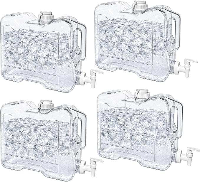 Fridge Water Dispenser with Leak-Proof Spigot, Reusable Refrigerator Drink Dispenser with Handle, Water Jug Beverage Container for Iced Tea, Juice, Lemonade, Party and Daily Use (4, 2 Gallon)