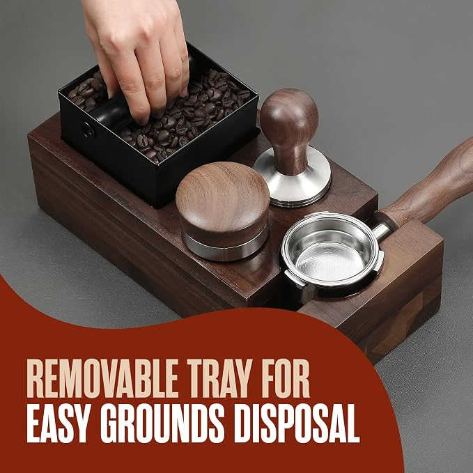 Espresso Accessories Set, Knock Box and Tamping Station, 1 Pack (Brown) | Houseables Coffee Stirrer WDT Tool, Latte Art Pen for Espresso and Cappuccino, Black Brown Silver