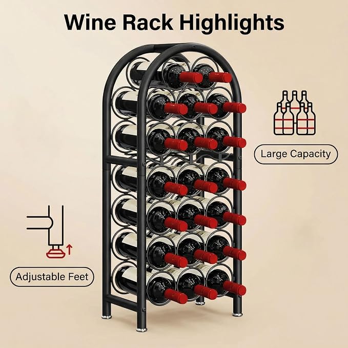 Wine Rack Free Standing Floor 23 Bottle Metal Wine Holder Organizer
