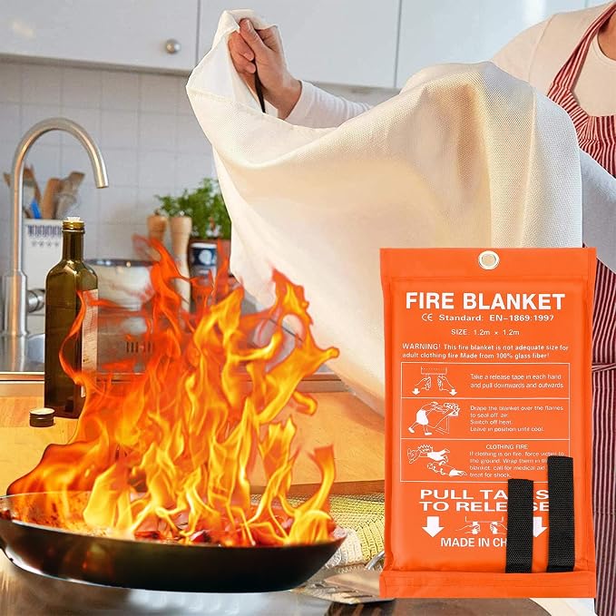 Jerify 8 Pack Fire Blanket for Home Emergency Fire Blanket 47 x 47 Inch Kitchen Fire Suppression Blanket Fiberglass Fire Blanket Flame Retardant Protection and Heat Insulation (Orange)
