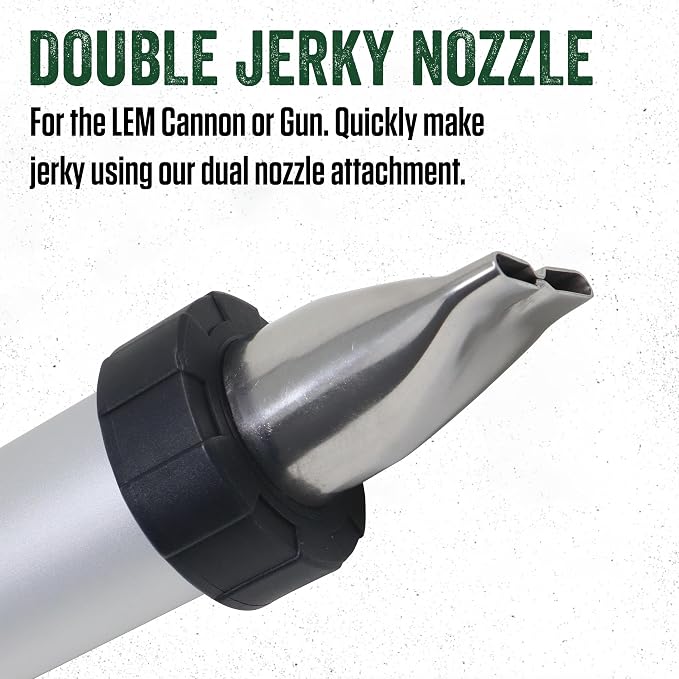 LEM Products Jerky Cannon and Gun Double Jerky Nozzle, 2 Jerky Slots, Stainless Steel