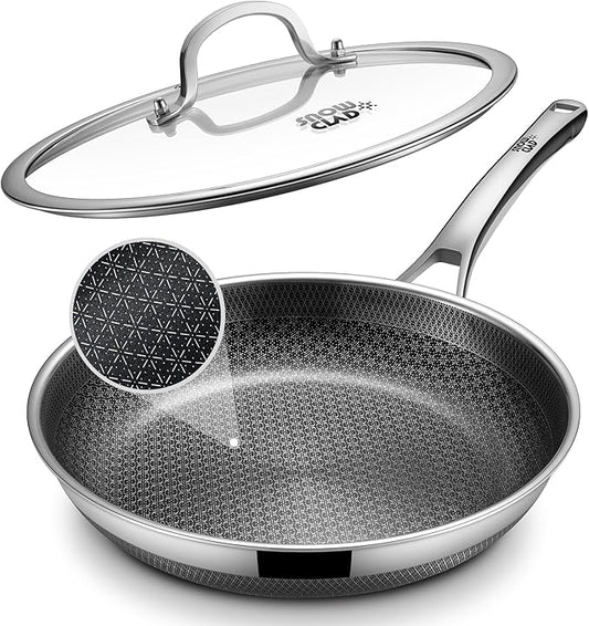 Non Stick Frying Pans, 12-inch with Lid, Hybrid Frying Pans Nonstick,non stick Skillets Stainless Steel, Dishwasher & Oven-Safe, Induction Compatible Cooking Pan, PFOA Free Cookware