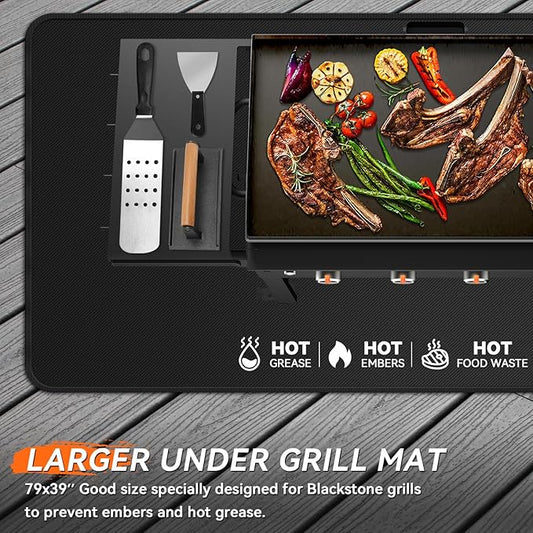 48x30 inches Large Under Grill Mats for Blackstone, Double-Sided Fireproof Outdoor Grill Protective Mat, Oilproof Waterproof BBQ Fire Pit Fireplace Mat