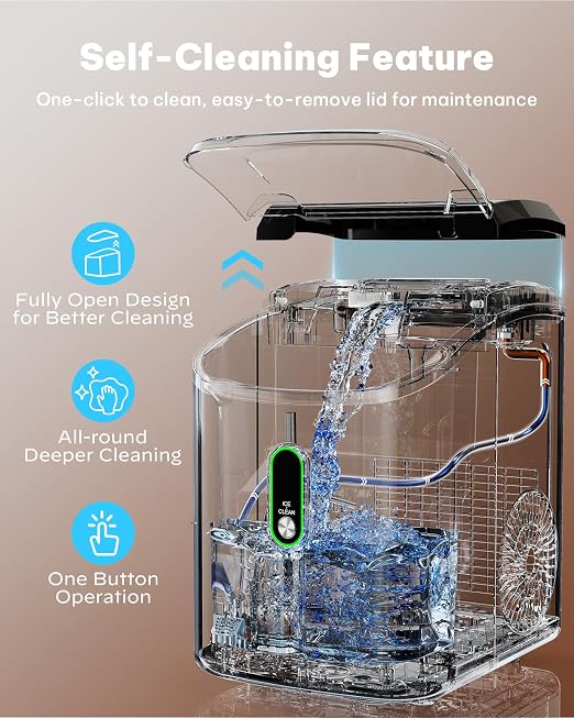 Silonn Nugget Ice Maker Countertop, Pellet Ice Machine with Self-Cleaning Function, Sonic Ice Maker Produces 36lbs of Chewable Ice in 24 Hours, Ideal for Home Kitchen and Office (Stainless Steel)