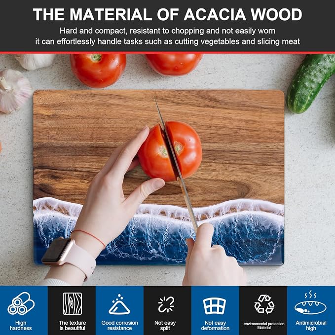 Ocean Charcuterie board: Resin Cutting Board, handmade board for Fruit Cheese and meat, Vegetable, Kitchen, Gift