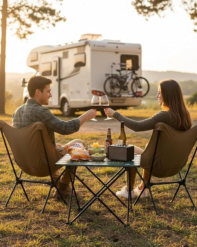 VILLEY Portable Camping Side Table, Ultralight Aluminum Folding Beach Table | Lightweight & Portable, Aluminum Folding Table with Carry Bag for Camping, Outdoor Cooking, Beach, Picnic, Boat & Travel