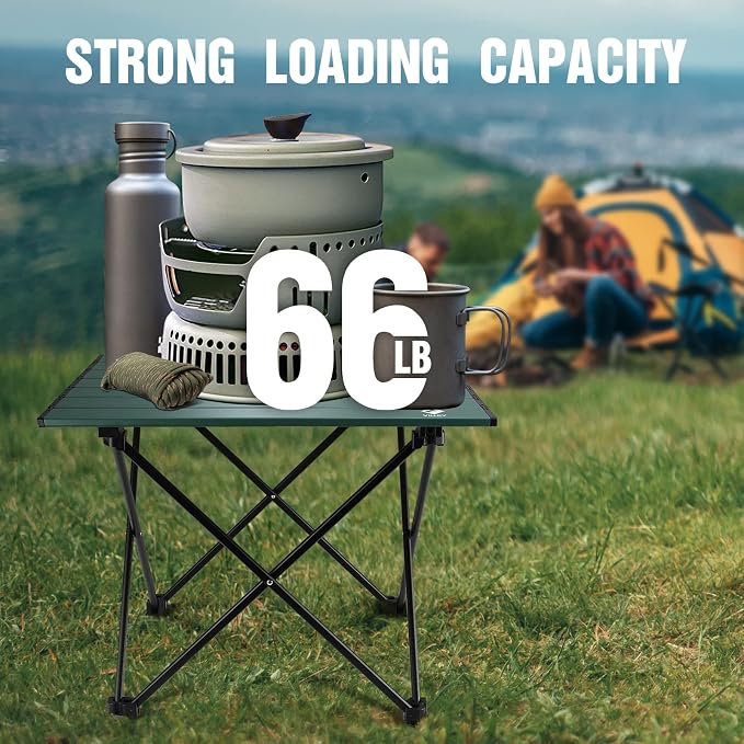 VILLEY Portable Camping Side Table, Ultralight Aluminum Folding Beach Table | Lightweight & Portable, Aluminum Folding Table with Carry Bag for Camping, Outdoor Cooking, Beach, Picnic, Boat & Travel