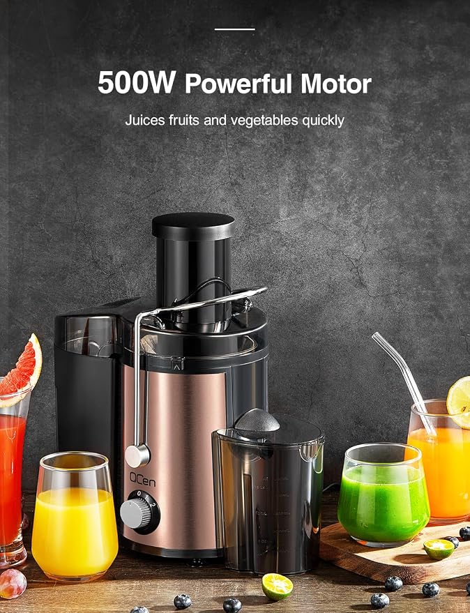Juicer Machine 800W Centrifugal Juicer with Wide Mouth Feed Chute | For Fruits And Vegetables, Stainless Steel, BPA-Free Parts, Easy To Clean, Rose Gold Finish, Fast Juice Extraction