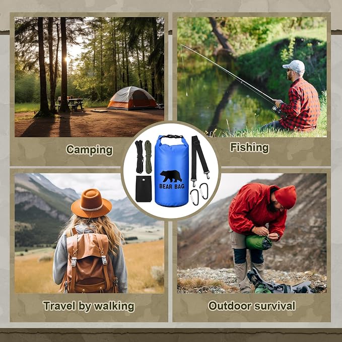 Foilswirl 1 Set Bear Food Bag for Camping Ultralight Food Hanging System Includes Waterproof Bear Bag, Nylon Ropes, Hooks for Camping Backpacking
