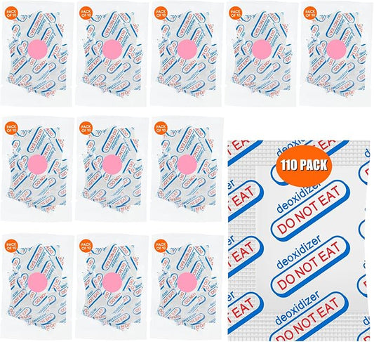100 Packs 200CC Food Grade Oxygen Absorbers (10 Pack in Individual Vacuum Bag ) , Oxygen Absorbers For Long Term Food Storage with Oxygen Indicator , Works in Mylar Bags, Mason Jars, and Vacuum Bags