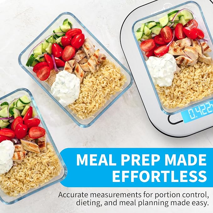 Smart Weigh Stainless Steel Digital Kitchen Scale for Cooking, Weight Loss, Calorie Tracking, Baking, Food Portion Control, and Meal Prep - Accurate Measurements in Grams and Ounces