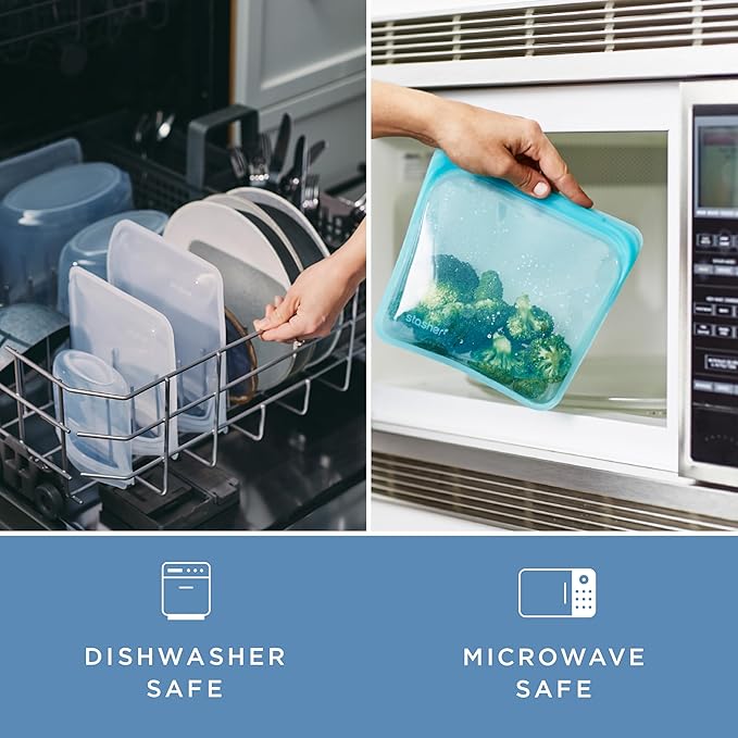 Stasher Premium Silicone Reusable Food Storage Bags, 4-Pack, Multi, Multi-Use Food Storage Bags, Lunch Bag, Travel Containers, BPA Free, Leak-free, Dishwasher-Safe, Eco-friendly