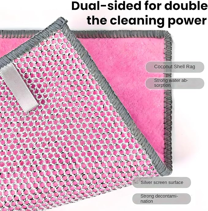 Multifunctional Non-Scratch Wire Dishcloth, 10PCS Double Layer Multipurpose Wire Dishwashing Rags for Wet and Dry, Dish Cloths for Washing Dishes, Stovetops, Kitchen Countertops with Ease
