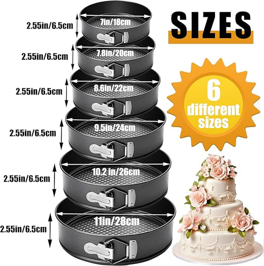 6PCS Springform Pan Round Non Stick Cheesecake Pan Durable Cake Baking Pans with Removable Bottom Cake Molds for Baking