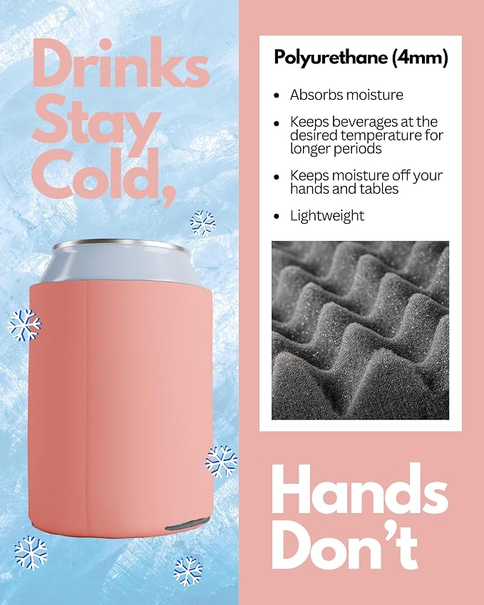 PartyPrints 200 Pack Strawberry Ice Blank Can Cooler Sleeves, Customizable Bulk Insulated Foam for Beer, Collapsible Plain Drink Holder, Cold Soda Insulator, 12oz Regular, 16oz Tall Cans