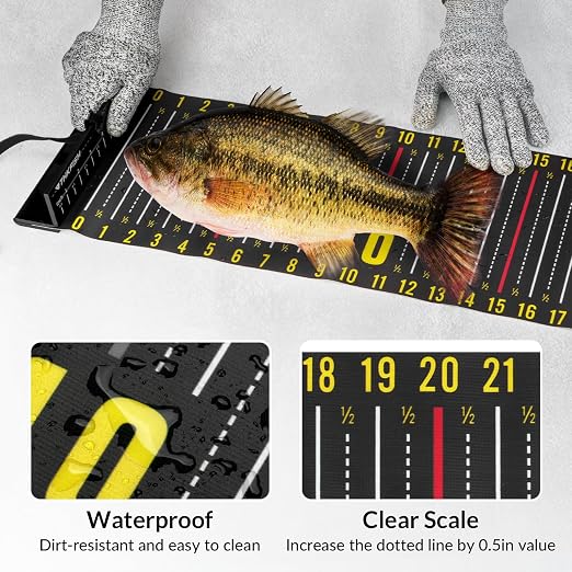 THKFISH 53in Portable Waterproof Fishing Ruler with Measuring Board | Folding Fish Ruler, Roll Up Fish Measuring Tape for Boat, Kayak, Coolers, Yacht and Workbench 53 *7.5"-1pcs/59 * 3.15"-2pcs