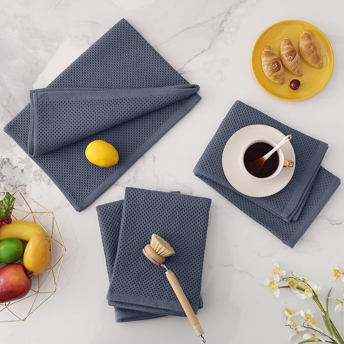 Homaxy 100% Cotton Oversized Waffle Weave Kitchen Towels, 5-Pack, Dark Grey | 20 x 28 Inches, Ultra Soft Absorbent Dish Towels, Quick Drying Large Cleaning Towels