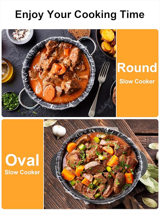 SMARTAKE Slow Cooker Liners, Small Size 13"x 15" Disposable Cooking Bags, Fit 1.5QT to 3QT for Slow Cooker, Cooking Trays, Suitable for Oval & Round Pots, 60 Liners