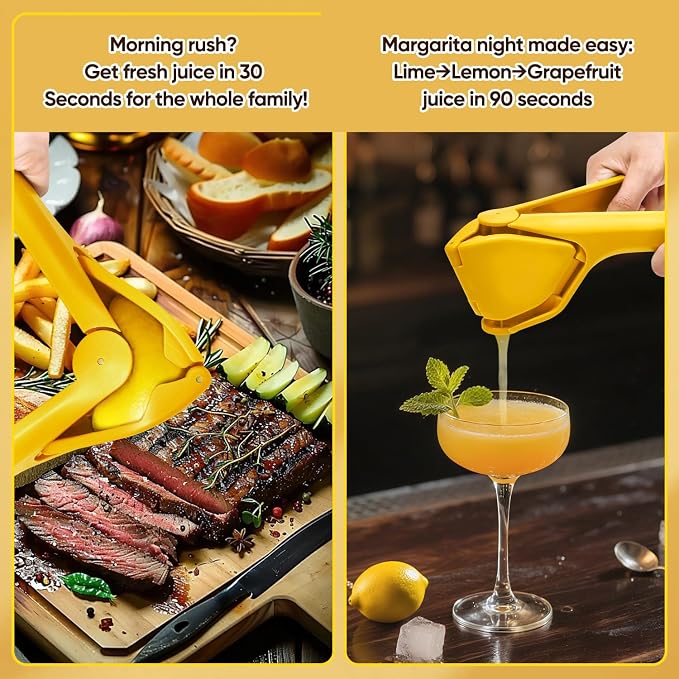 Manual Lemon Squeezer, Lemon Juicer, Citrus Juicer, 2 Packs Yellow, Durability and longevity, Easy to Use & Dishwasher Safe, $0.5 Cheaper Than Single Pack