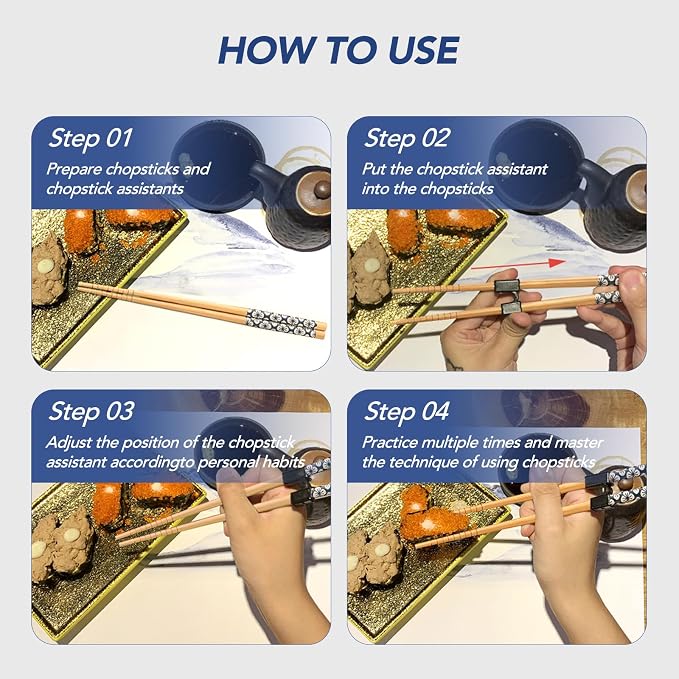 LYART 5 Pairs Reusable Training Chopsticks Beginners for Kids Adults Learners, Japanese Wooden Chopsticks Trainers Set, Dishwasher Safe, L8.86Inch (1.Japanese stamp)