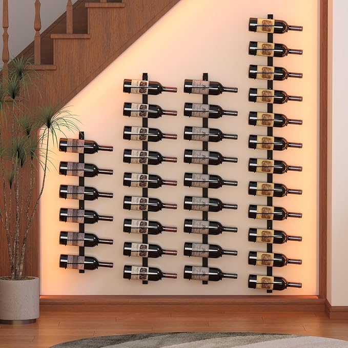 Sonyabecca Wall Wine Rack for 12 Wine Bottles,DIY Detachable Wine Storage Organizer, Wall Mount Wine Bottle Display Holder Used As One or Four, for Kitchen,Pantry,Wine Cellar,Housewarming Gift