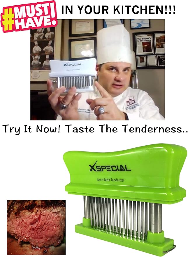 Toughest Meat Tenderizer Tool, 48 Needle Stainless Steel, Easy to Clean | Kitchen Gadgets Transform Hard & Cheap Cuts into Buttery Goodness Without Meat Mallet Crushing, Easy to Use, Dishwasher-Safe