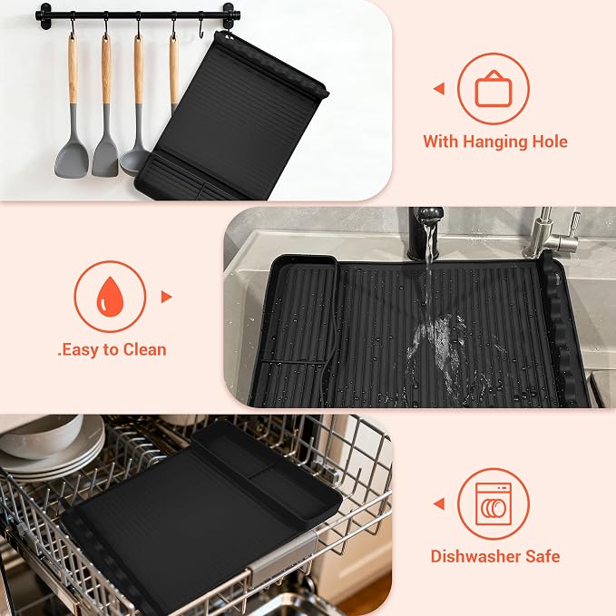 Heat Resistant Silicone Grill Mat for Blackstone - 2Pack 16x11.5'' Non-Slip BBQ Tool Mat, Outdoor Cooking Camping & Tailgating, for Men Grilling (Black)