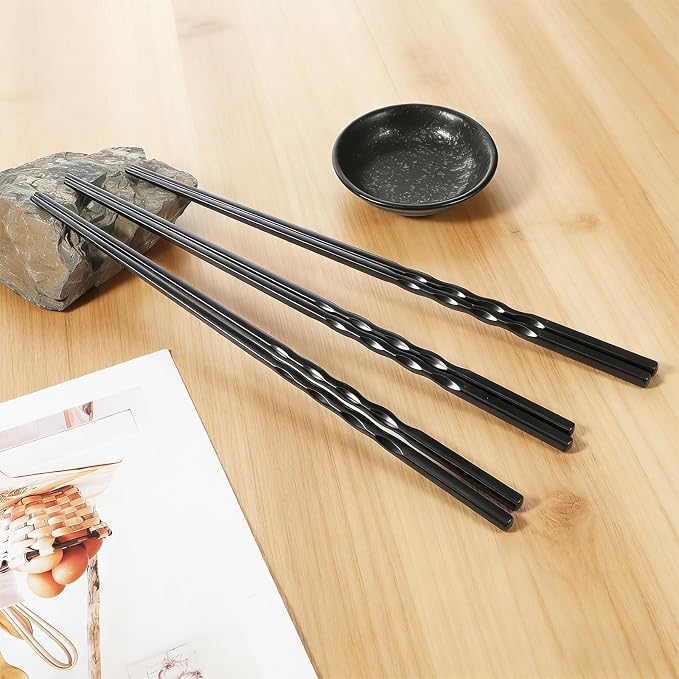 3 Pairs 12.6 Inches (32cm) Long Chopsticks, Black | Cooking Chopsticks Long Reusable Extended Chopstick For Cooking Japanese Chinese Extended Anti-Slip Chopstick For