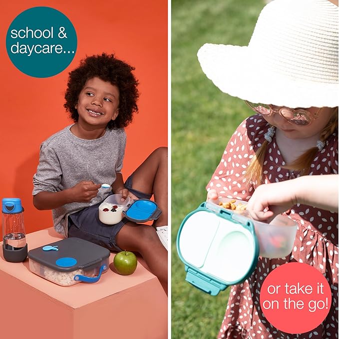 b.box Snack Box (2-pack) Reusable Snack Containers with Lids – Bento Box for Kids & Toddlers, Leakproof Lunch Box, BPA-Free and Dishwasher Safe Snack Container (S'shake + Lilac Pop, 1 3/4 Cup)