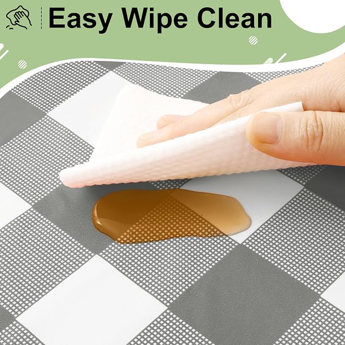 6 Packs Buffalo Disposable Table Cloth, 54 x 108 Inch Waterproof Plastic Tablecloth, Rectangle Grey and White Checkered Table Covers for Picnic, Birthday, Party, Back to School