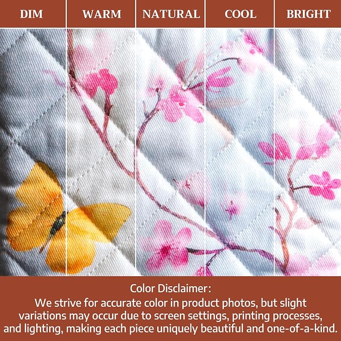 Maison d'Hermine Oven Gloves 100% Cotton Oven Mitt (7" x 13", Pack of 1) | With Loop Heat Resistant BBQ Cooking Gloves Baking Grilling Kitchen Handling Hot Pans Spring Summer - Blossoms in Spring