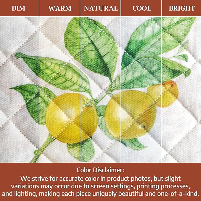 Maison d' Hermine Pot Holders 100% Cotton Potholders (8" x 8", Pack of 2) | Heat Resistant Hot Pads with Loop BBQ Cooking Baking Farmhouse Kitchen Handling Hot Pans Spring Summer - Limoncello