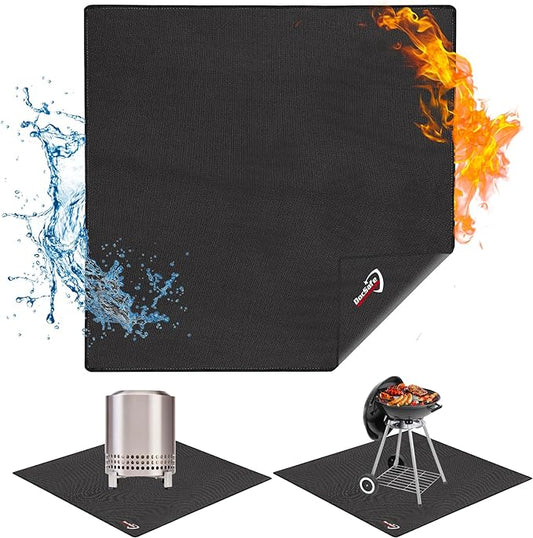 DocSafe 40" Square Fire Pit Mat Under Grill Mat,4 Layers Fireproof Indoor Fireplace Pad Heat Insulated Protect for Decks,Patios,Grass,BBQ Smoker,Portable Reusable Oil-Proof and Waterproof, Black